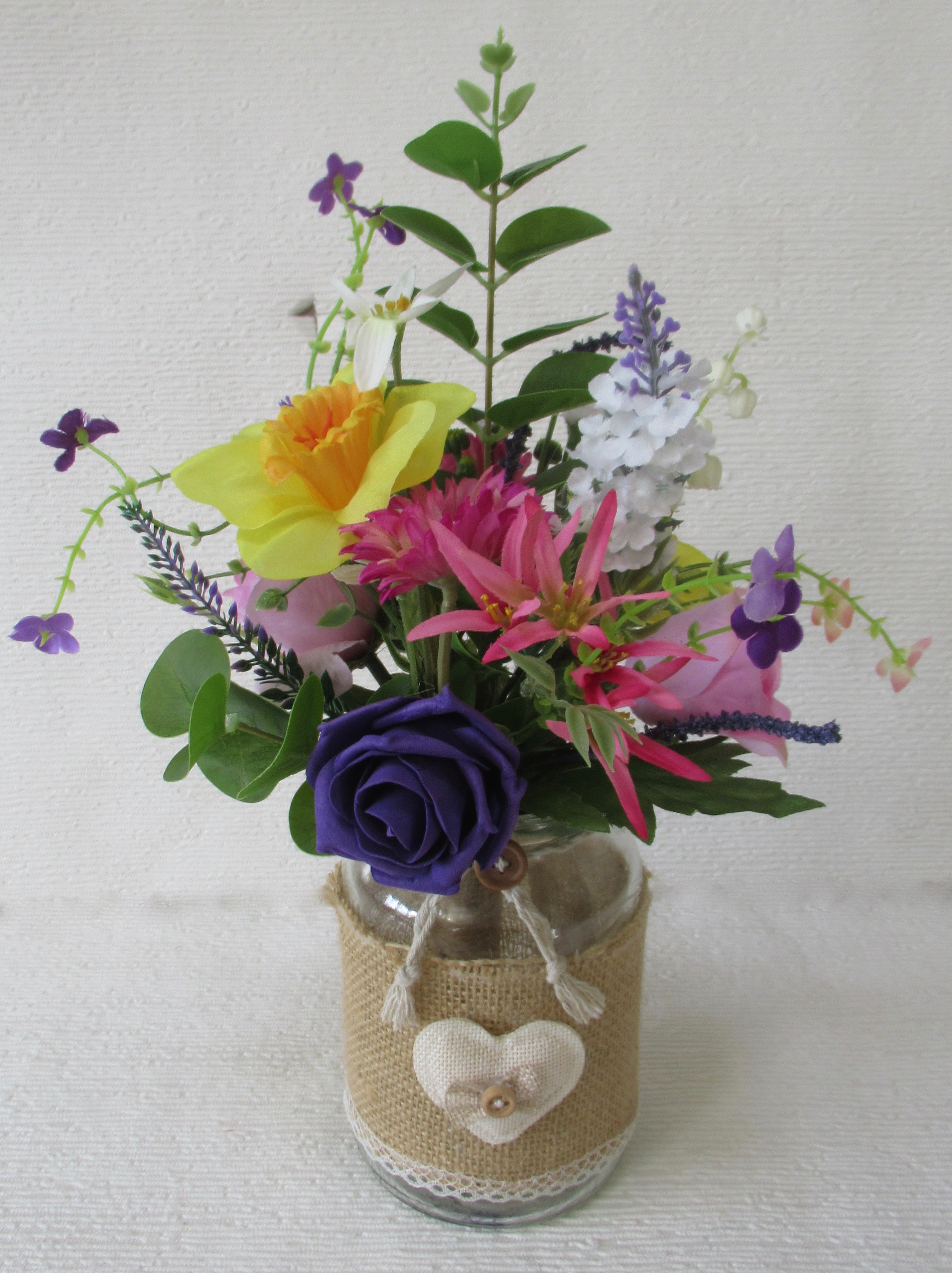 Small Table Centrepiece Jar of Wild flowers